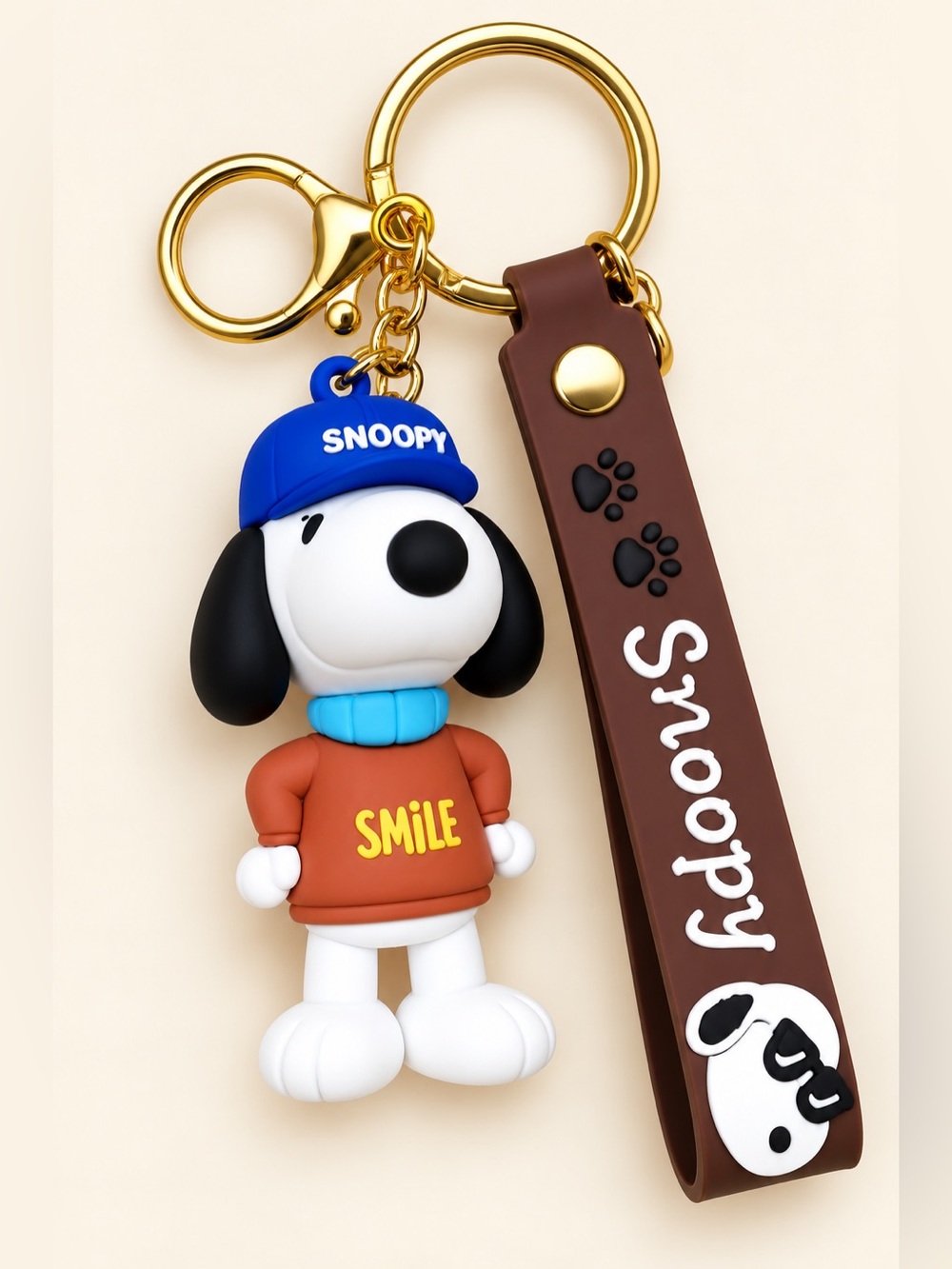 Dog Keychain Charm with Brown Paw Strap - Official